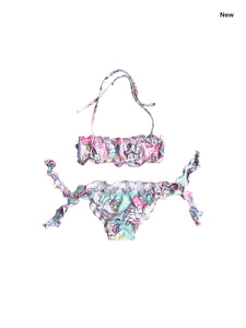 Bikini multicolor con stampa all over per neonata e bambina