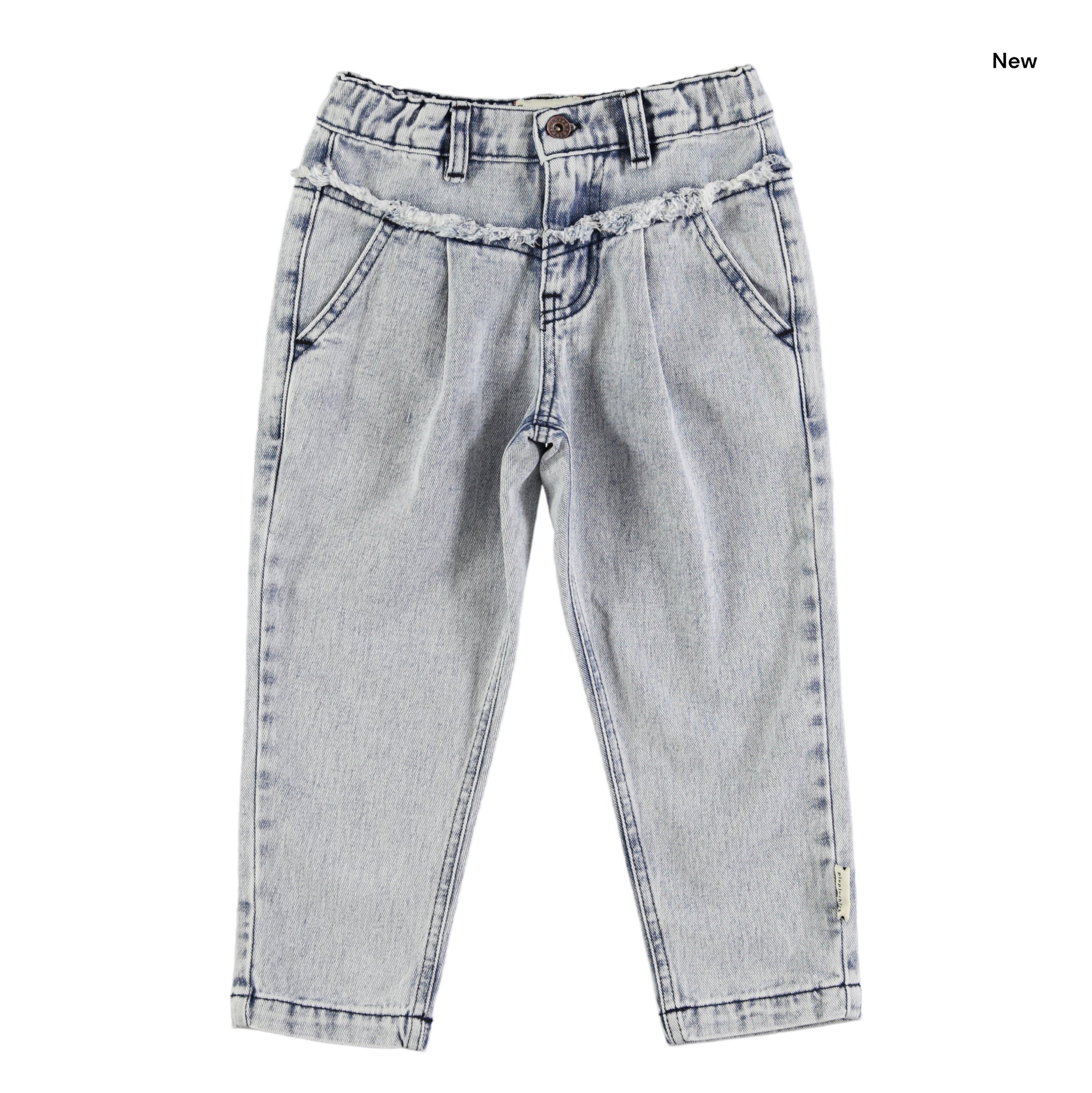 Jeans mom fit in denim azzurro chiaro per neonata e bambina