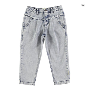 Jeans mom fit in denim azzurro chiaro per neonata e bambina