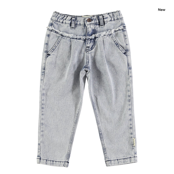 Jeans mom fit in denim azzurro chiaro per neonata e bambina