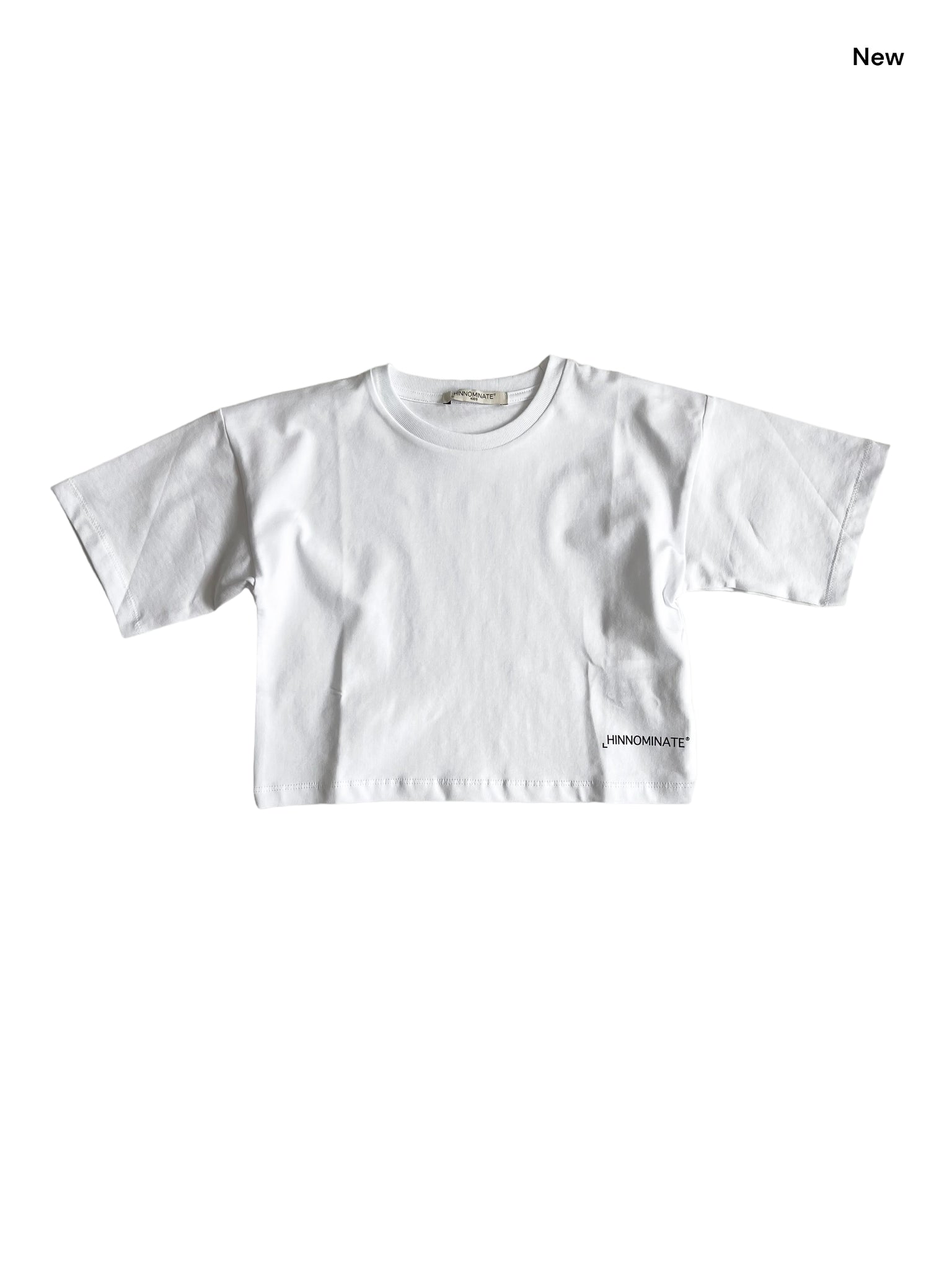 T-shirt cropped bianca con logo per bambina