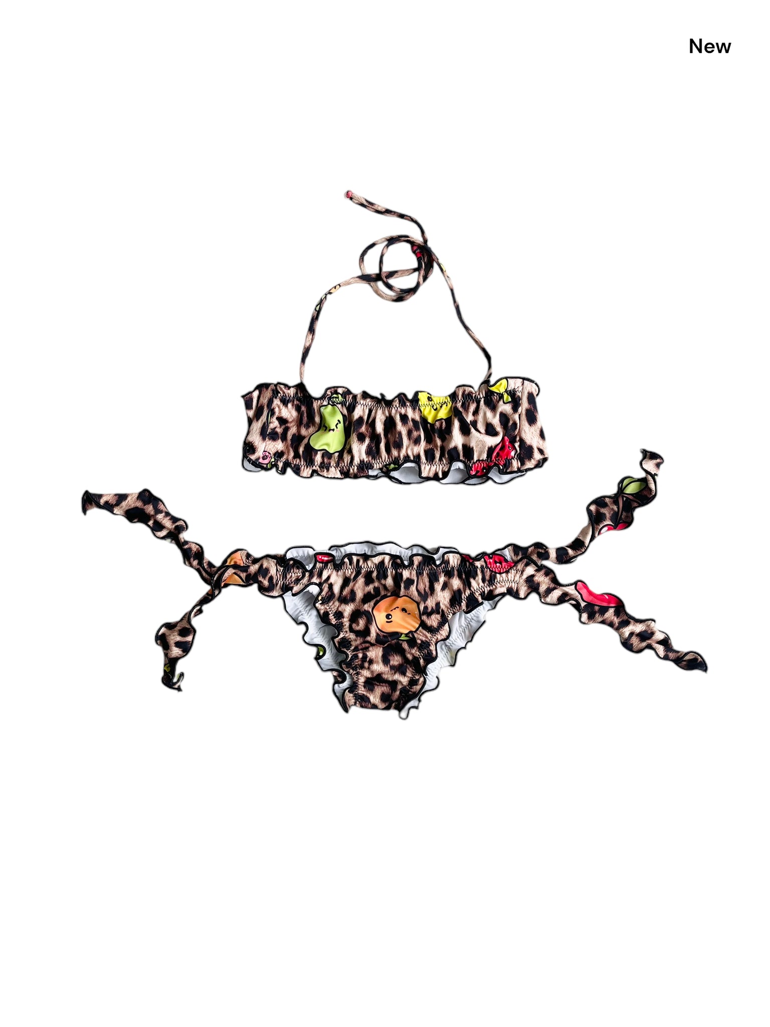 Bikini leopardato con stampa all over per neonata e bambina