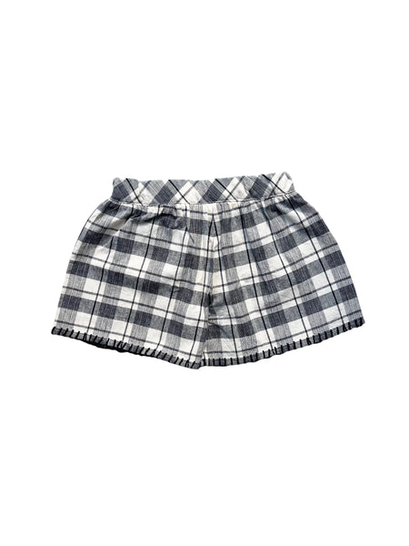 Short tartan ecrù e nero per neonata