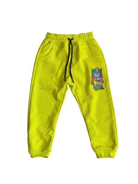 Pantalone in felpa lime con stampa Prime Robot per neonato e bambino