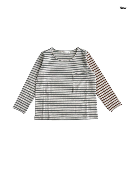 T-shirt a righe beige e verde per bambino