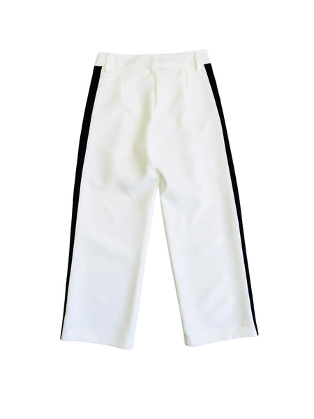 Pantalone bianco con banda nera per bambina
