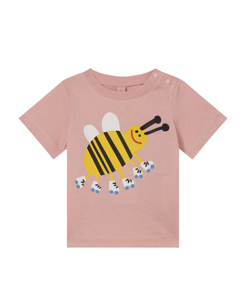 T-shirt rosa con stampa ape per neonata