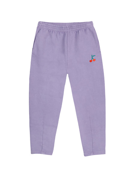 Pantalone in felpa viola con ricamo per neonata e bambina