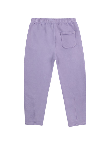 Pantalone in felpa viola con ricamo per neonata e bambina