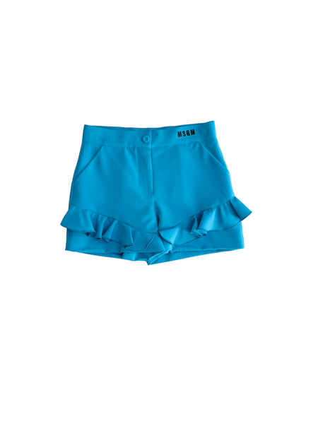 Short turchese con ruches per bambina