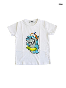 T-shirt bianca con stampa per neonato e bambino
