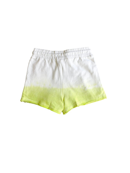 Short in felpa bianco e lime per bambina