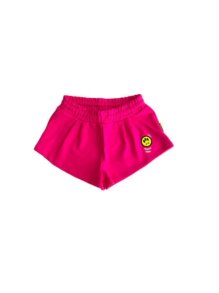 Short in felpa fucsia con logo per bambina