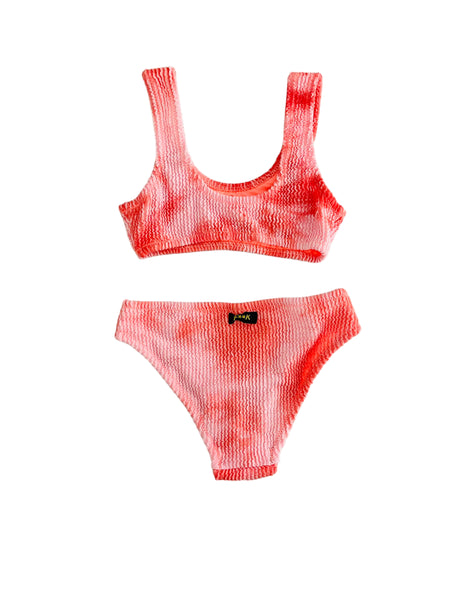 Bikini tie dye salmone per bambina