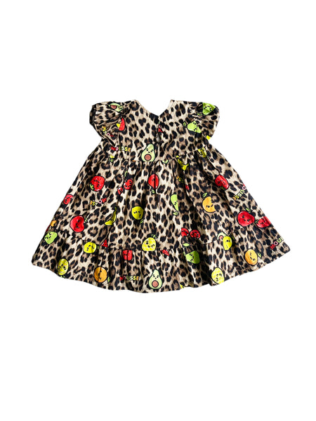 Abito leopardato con stampa all over per neonata e bambina