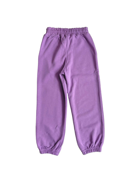 Pantalone in felpa lavanda con logo per bambina