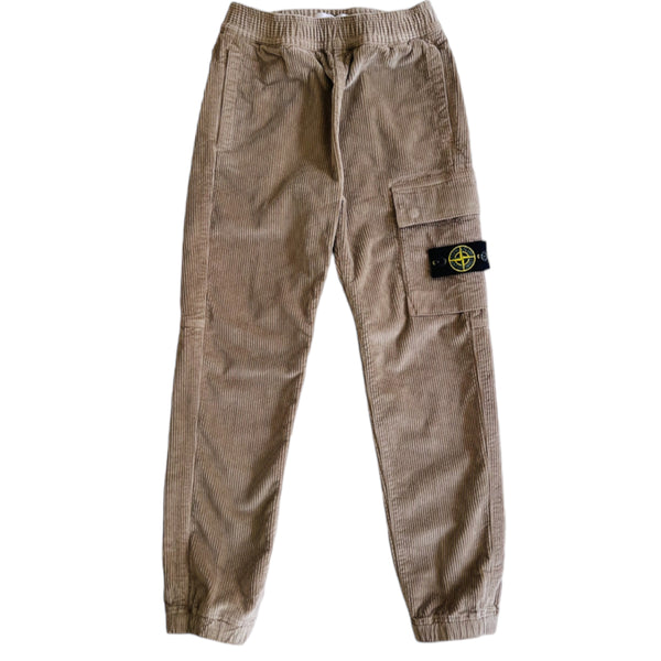 Pantalone in velluto a coste fango con logo per bambino