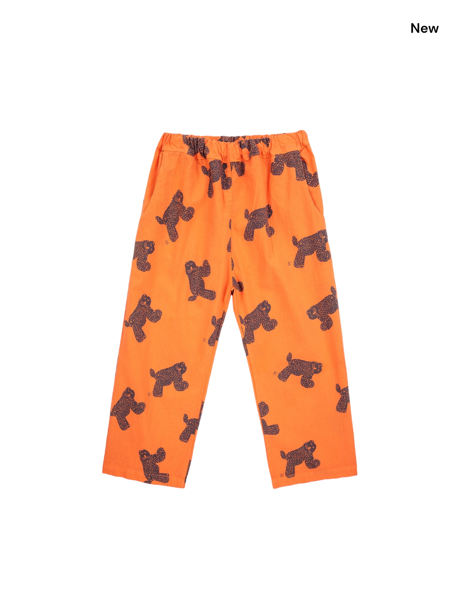 Pantalone arancione con stampa gatto all over per neonati e bambini