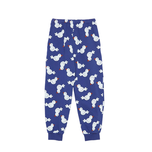 Pantalone in felpa blu con stampa all over per neonati e bambini