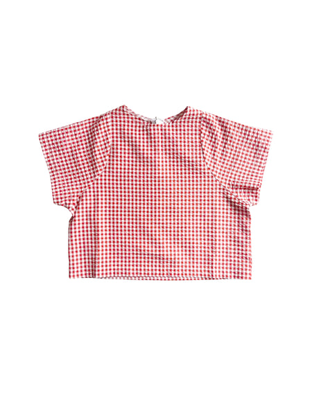 Blusa vichy rossa e bianca per neonata e bambina