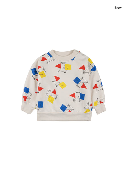 Felpa bianca con stampa multicolor all over per neonati