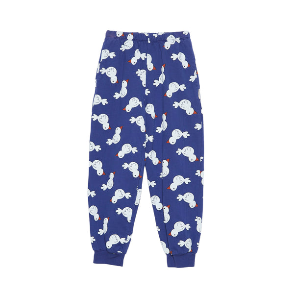 Pantalone in felpa blu con stampa all over per neonati e bambini