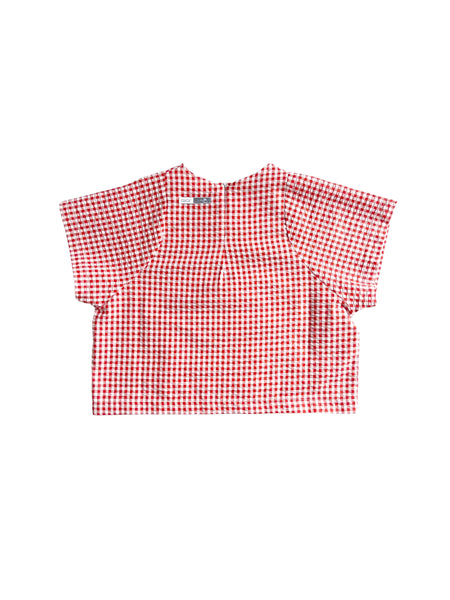 Blusa vichy rossa e bianca per neonata e bambina