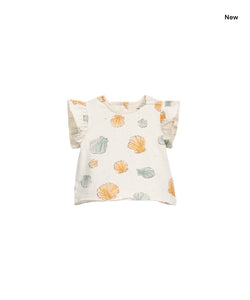 T-shirt panna con stampa all over per neonata