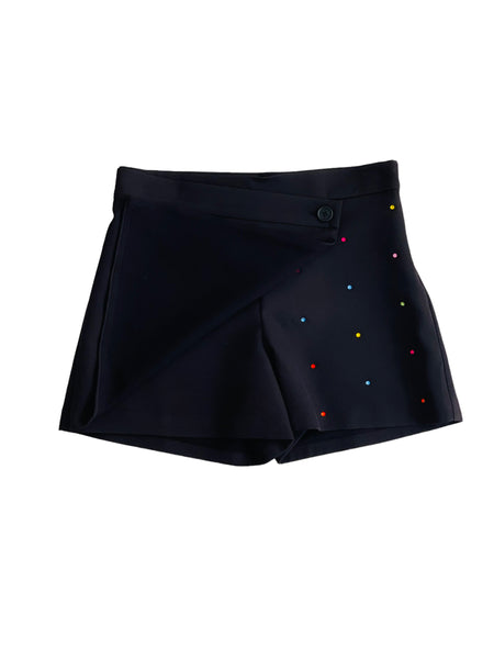 Short nero con strass per bambina