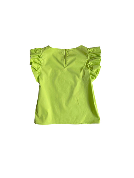 Blusa verde pistacchio con volant per bambina