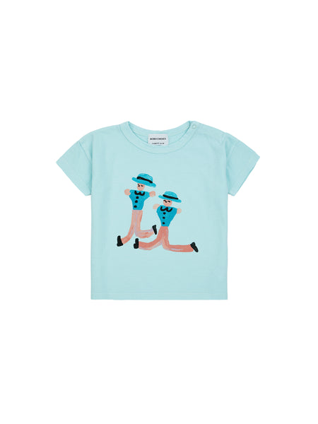 T-shirt celeste con stampa per neonati