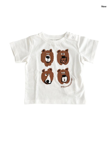 T-shirt bianca con stampa orso per neonato