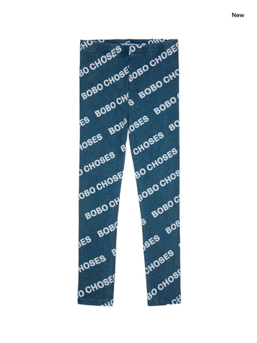 Leggings blu con logo all over per neonata e bambina