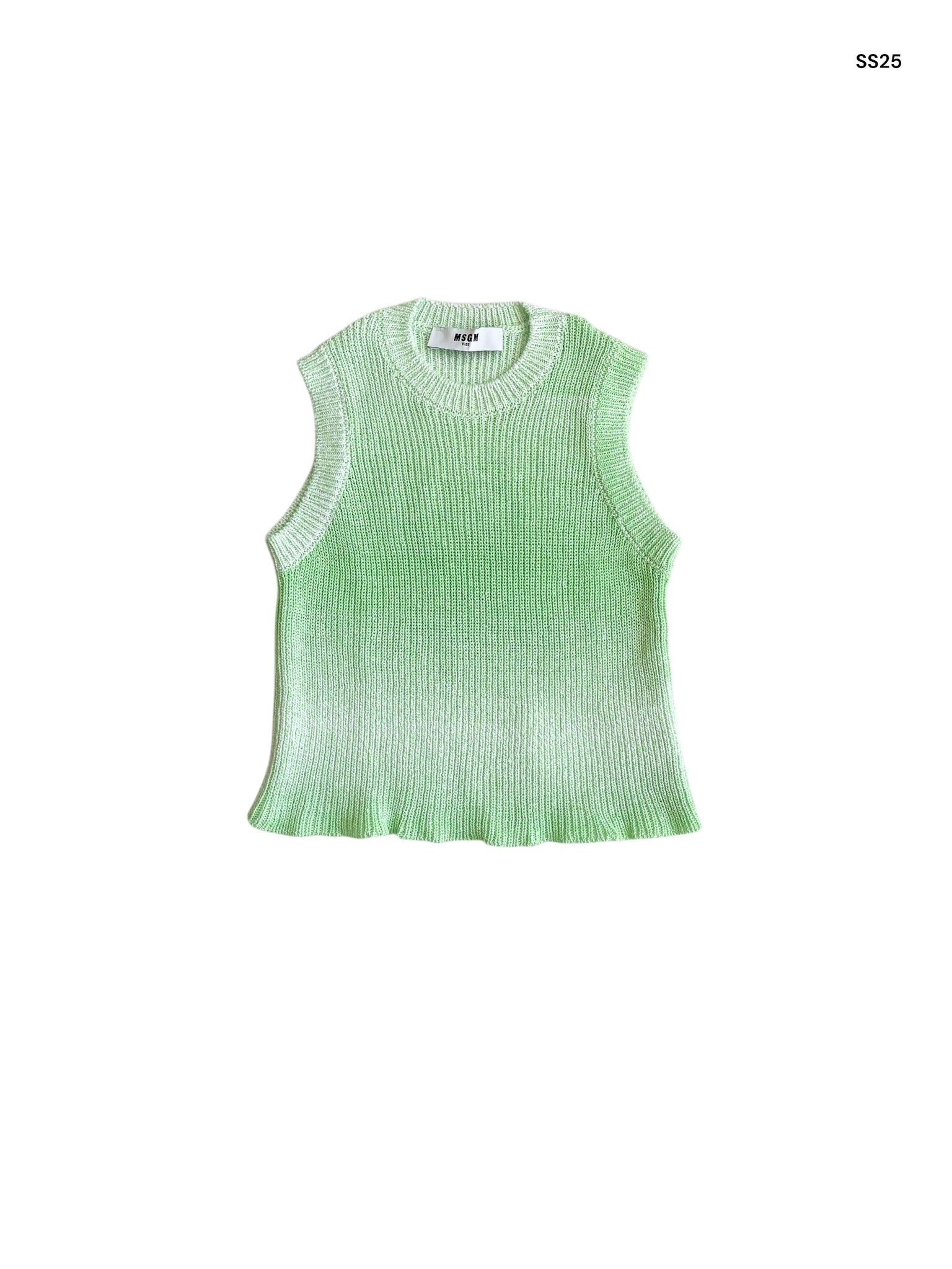 Canotta in maglia verde con logo per bambina