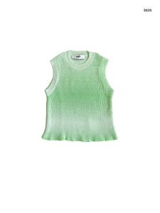 Canotta in maglia verde con logo per bambina