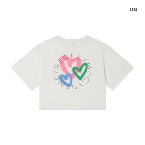 T-shirt panna con logo per bambina