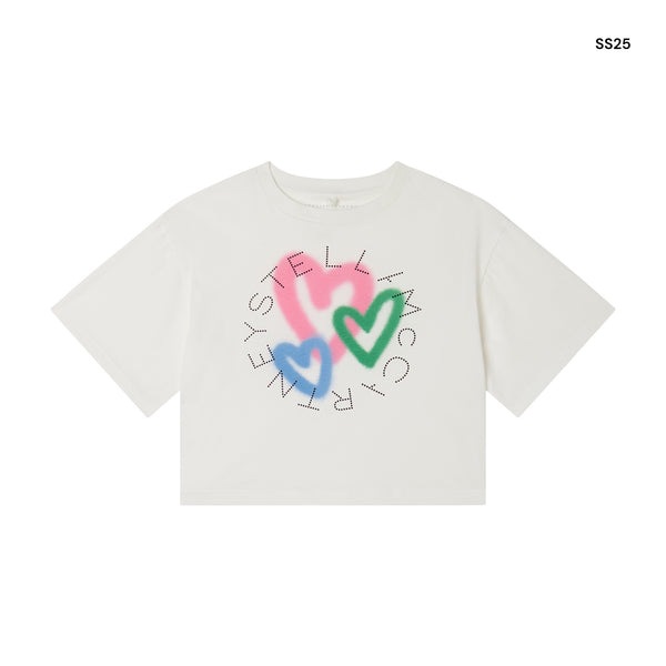 T-shirt panna con logo per bambina
