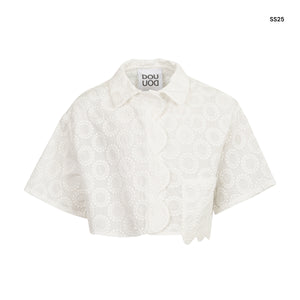 Camicia cropped bianca per bambina