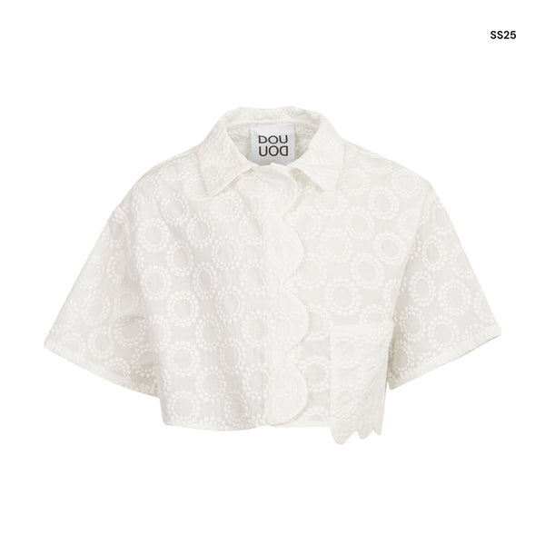 Camicia cropped bianca per bambina