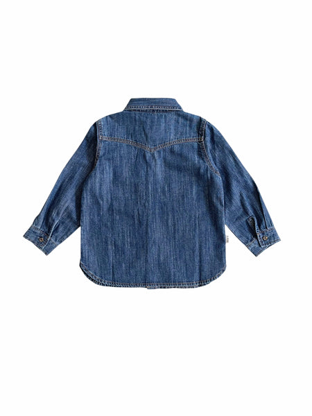 Camicia in denim blu per neonato e bambino