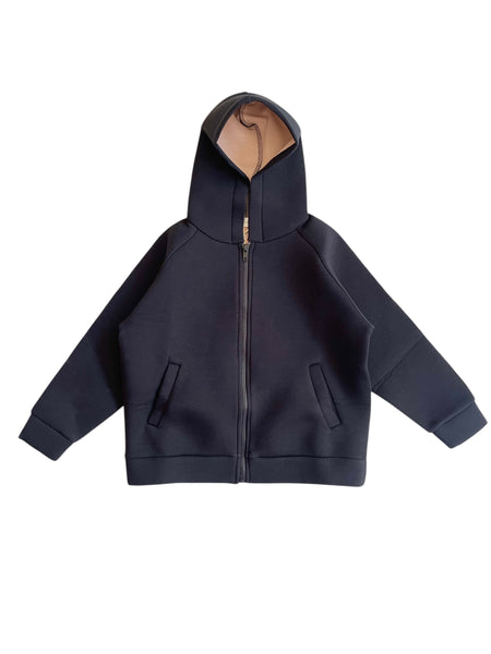Felpa aperta in neoprene nera per neonato e bambino