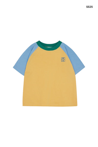 T-shirt color block giallo per bambini