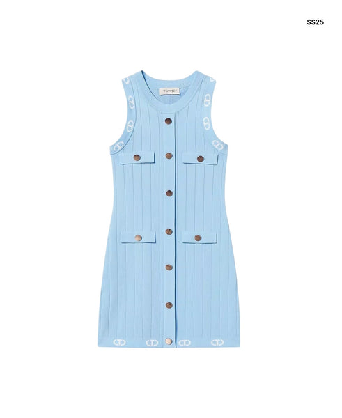 Abito celeste in maglia per bambina