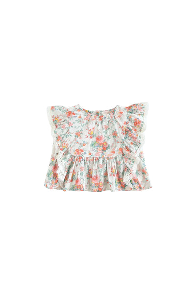 Blusa con stampa fiori all over per neonata