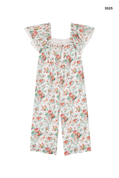 Tuta con stampa fiori all over per neonata e bambina