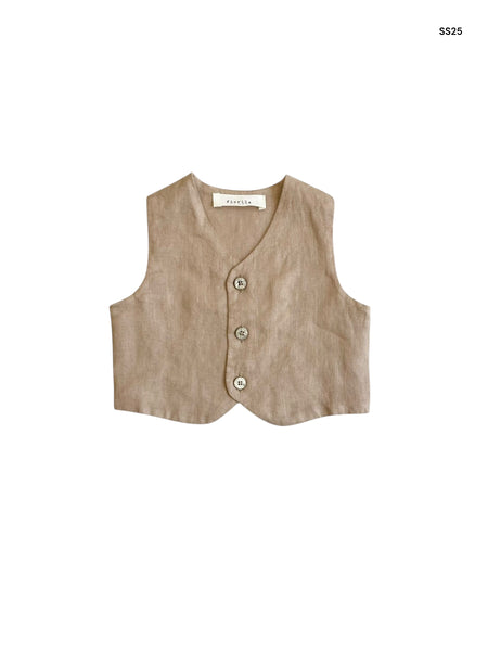 Gilet in lino sabbia per neonato