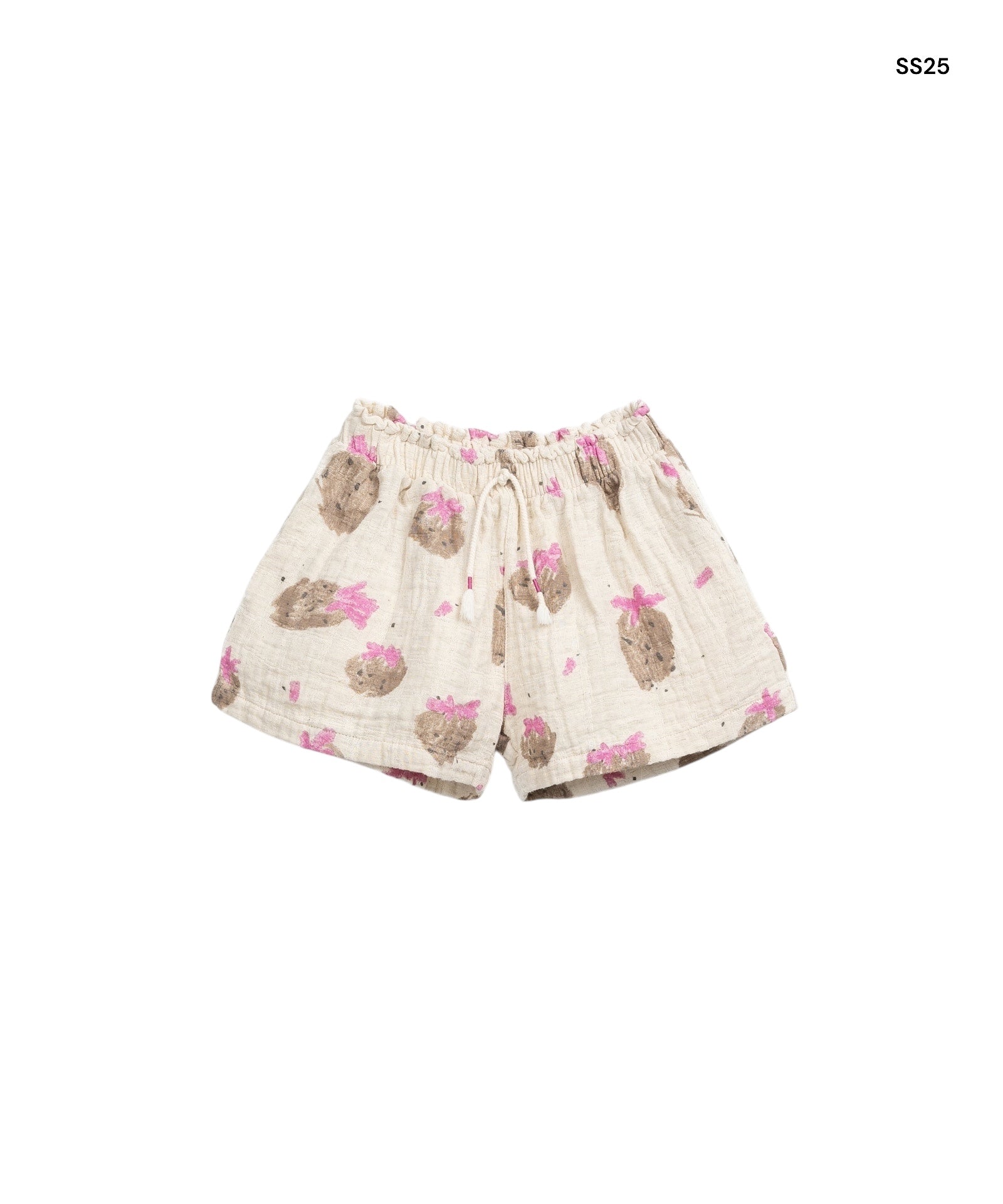 Short écru con stampa all over per bambina