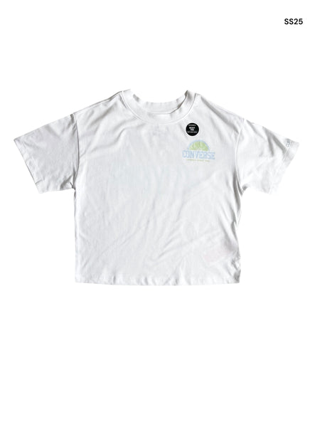 T-shirt cropped bianca per bambina
