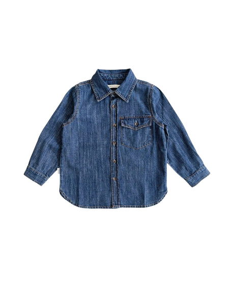 Camicia in denim blu per neonato e bambino