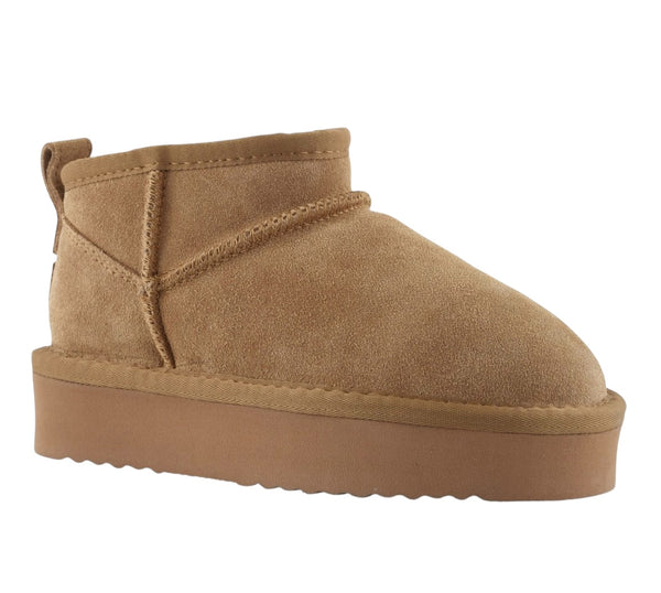 Stivale basso tan con suola platform per bambini
